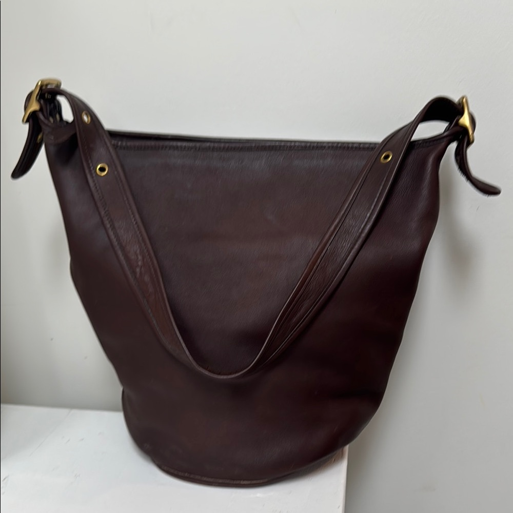 Vintage Coach Brown Leather Bucket Bag
